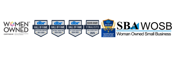 INGAGE awards and certifications: Women Owned (WBENC), Daily Business Review Hall of Fame, Miami-Dade Beacon Council finalist, Best of 2025, and SBA Woman Owned Small Business.